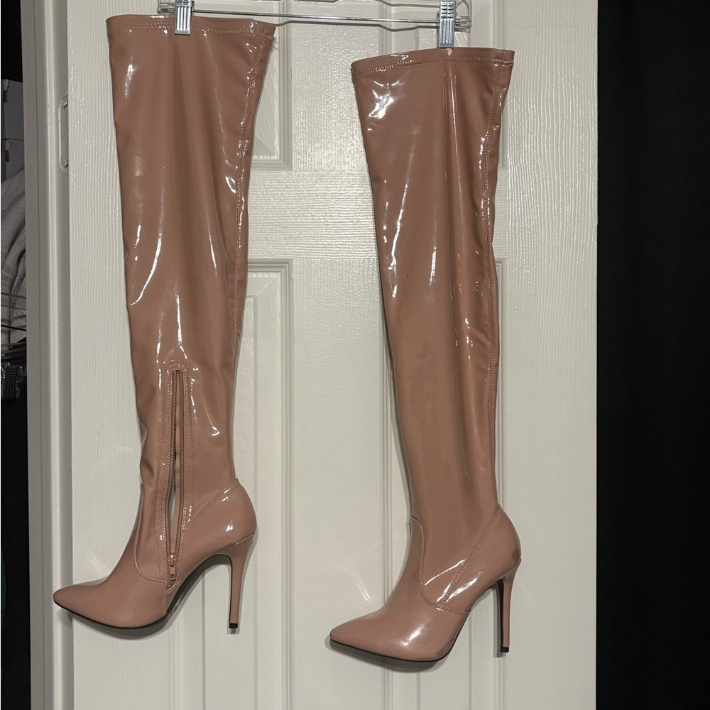 Elegant pink nude Over-the-Knee Boots